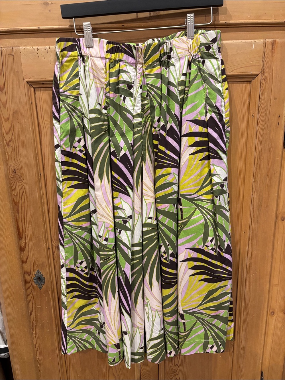 Tropical Print Maxi Skirt in Green and Pink